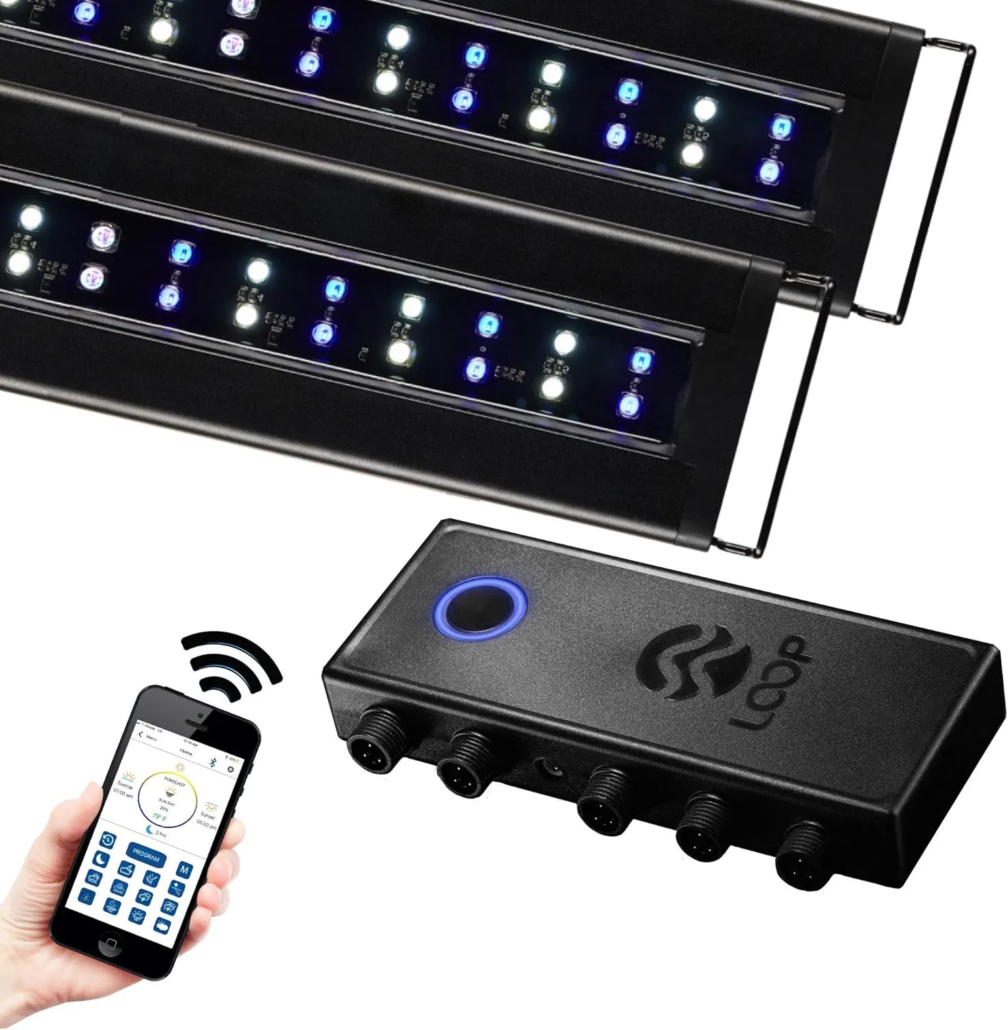 Current USA Dual 72" Inch Orbit Marine PRO IC Loop LED Saltwater Reef Marine Aquarium Light with Bluetooth App Control | Wireless Lighting & eFlux Wave Pump Control for Fish Tank (4338)