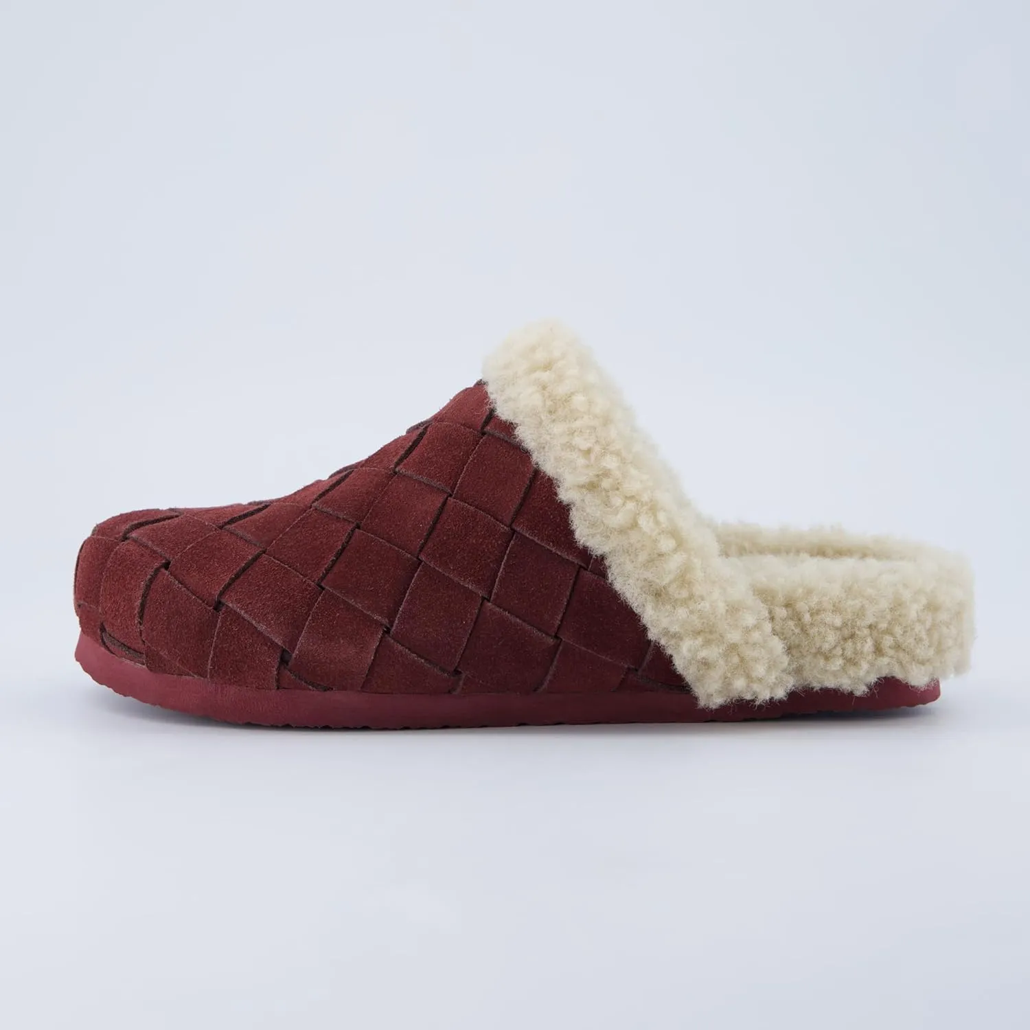 CUSHIONAIRE Cliché Genuine Suede Woven Mule Slippers for Women Indoor and Outdoor - Slip On Faux Fur Lining Women Footwear for Comfort
