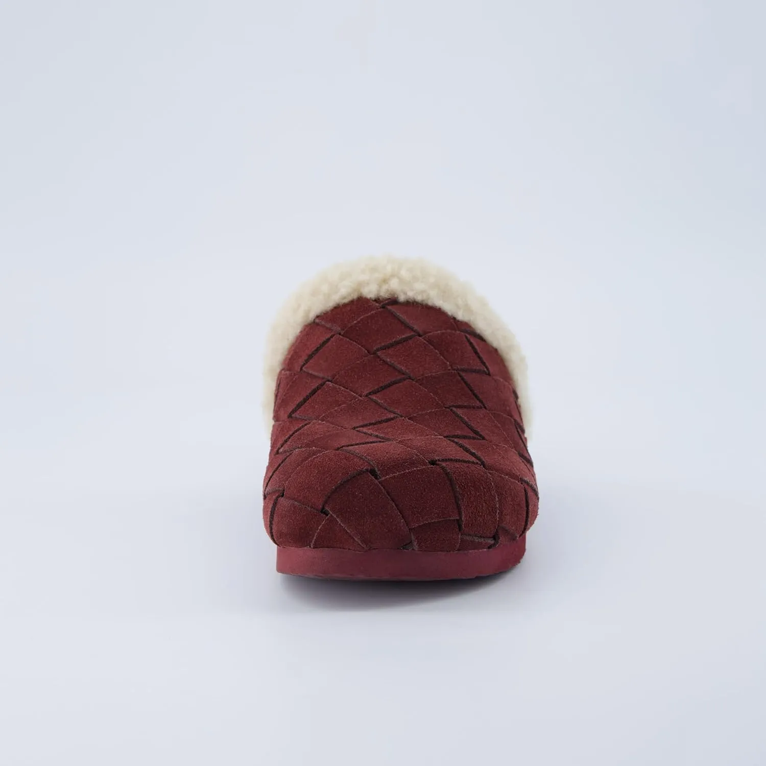 CUSHIONAIRE Cliché Genuine Suede Woven Mule Slippers for Women Indoor and Outdoor - Slip On Faux Fur Lining Women Footwear for Comfort