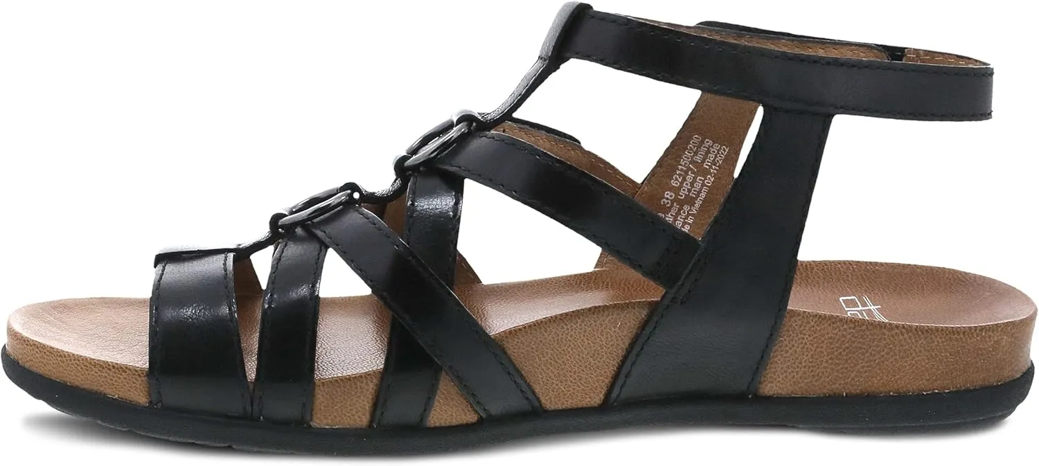 Dansko Jolene Adjustable Gladiator Sandal for Women – Leather Linings and Uppers for All-Day Comfort – Dual Density EVA Footbed and Lightweight Rubber Outsole for Long-Lasting Wear