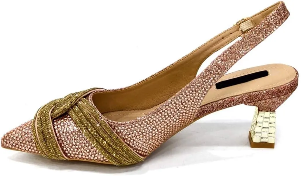 Diamond Encrusted Party Pumps Evening Bag Mature Elegant Womens Sandals