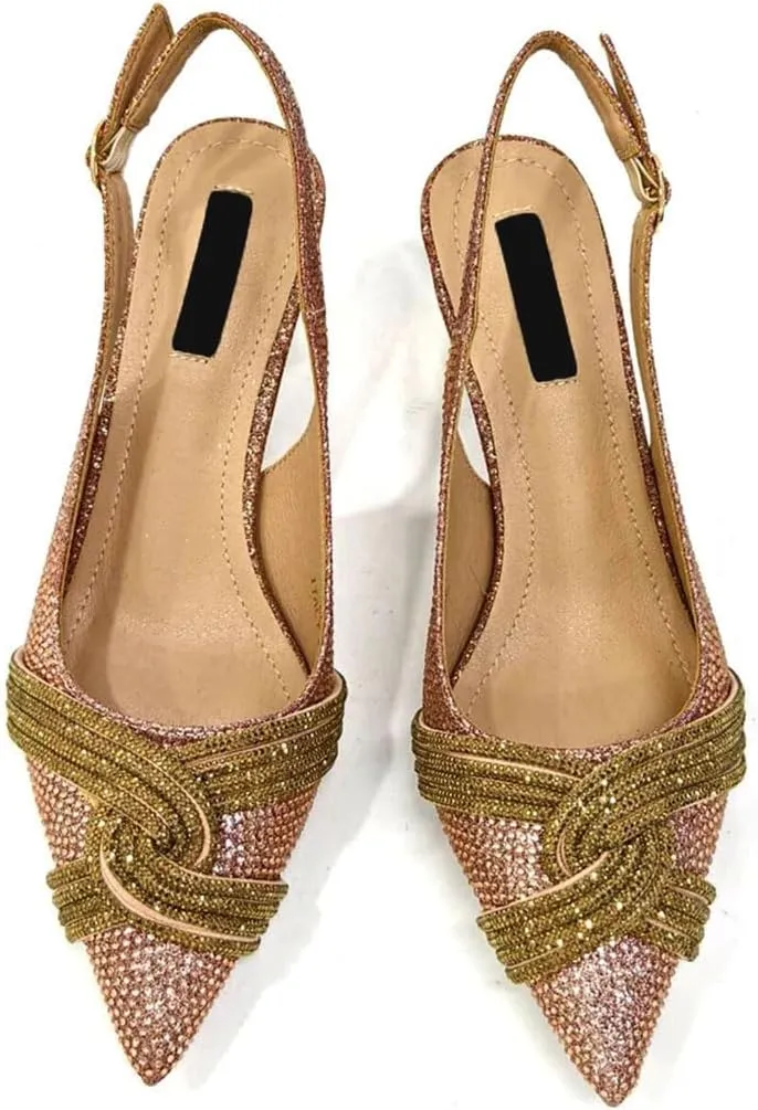 Diamond Encrusted Party Pumps Evening Bag Mature Elegant Womens Sandals