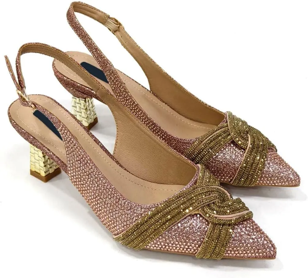 Diamond Encrusted Party Pumps Evening Bag Mature Elegant Womens Sandals