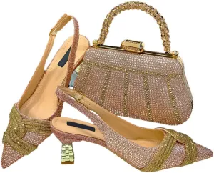 Diamond Encrusted Party Pumps Evening Bag Mature Elegant Womens Sandals