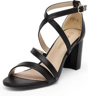 DREAM PAIRS Women’s Ankle Strap Dress Pump Low Chunky Heel Sandals