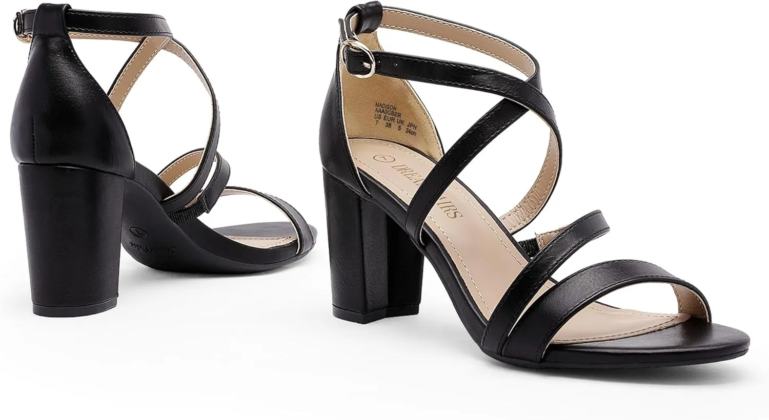 DREAM PAIRS Women’s Ankle Strap Dress Pump Low Chunky Heel Sandals