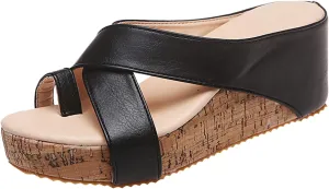 Eduavar Sandals for Women Dressy, Women's Sandals Dressy Summer Beach Sandals Lace Trim Ring Toe Floral Flat Sandals