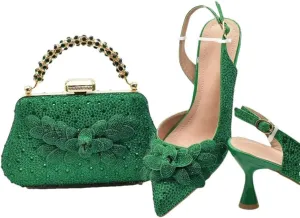 Elegant Platform Pumps and Rhinestone Decorated Clutch Bag Set for Nigerian Ladies Garden Party Celebrations