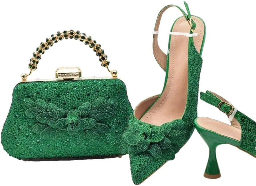 Elegant Platform Pumps and Rhinestone Decorated Clutch Bag Set for Nigerian Ladies Garden Party Celebrations