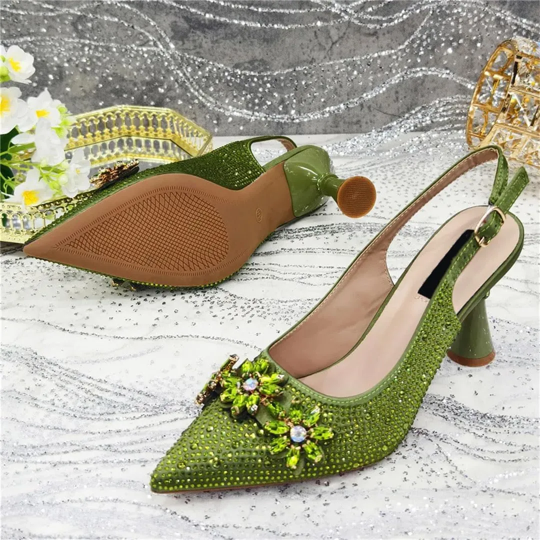Embossed Leather Crossbody Bag Low Wedge Heel Casual African Women Shoes Set