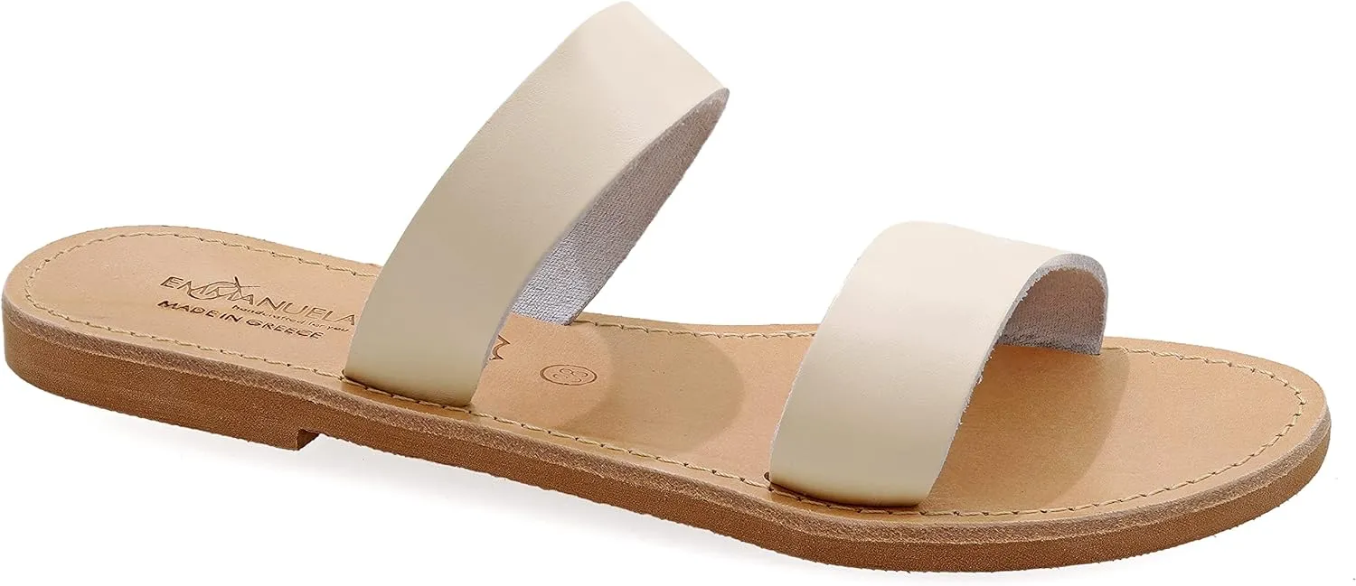 Emmanuela Greek Handmade Leather Flat Sandals, Quality Slide on Summer Shoes for Women, Strappy Sliders, Boho Chic Mules Rose Gold Snake Animal Print Leopard Croco