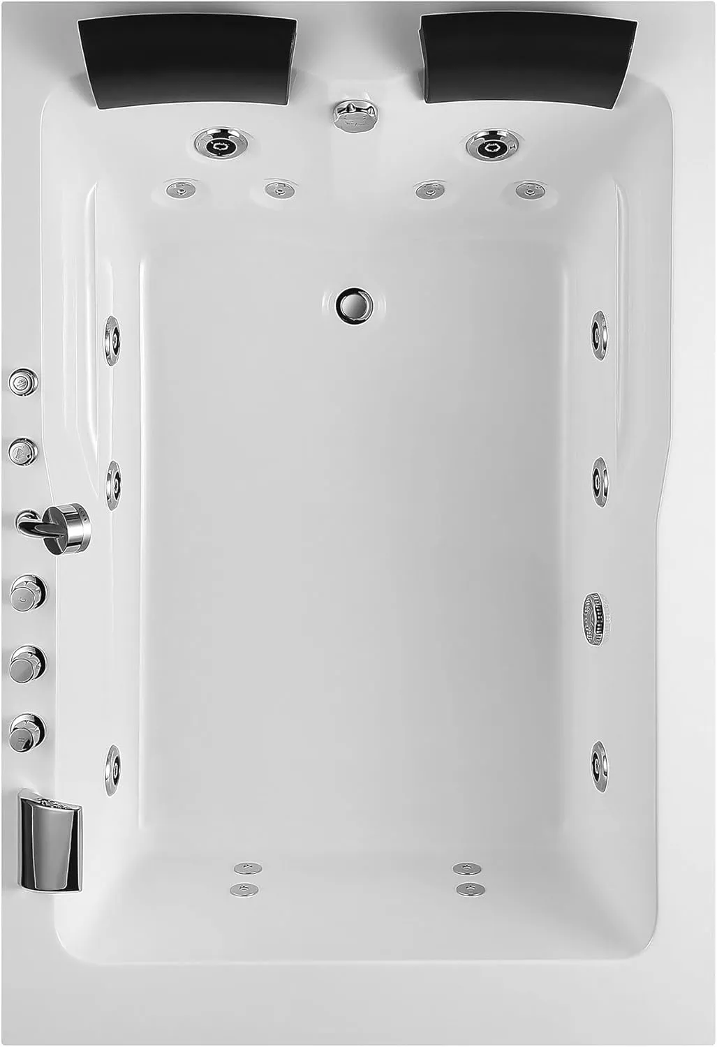 Empava 71 in. Acrylic Alcove Whirlpool Bathtub - Hydromassage Rectangular Jetted Soaking Tub with Right Side Drain - 3-Side Apron - Waterfall Faucet , White