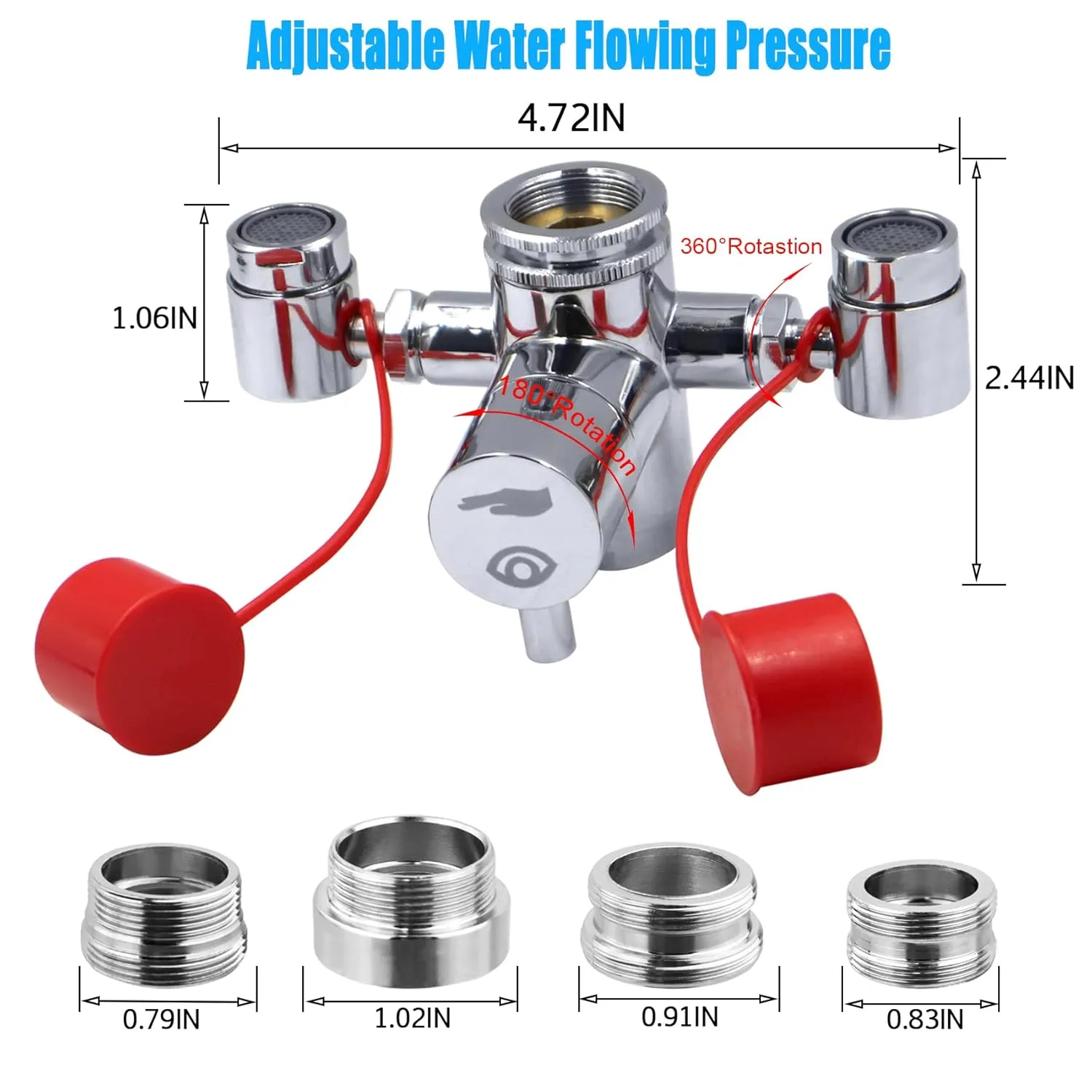 Faucet Mounted Eyewash Station with Cover, Reliable First AID Emergency Eye Wash Unit for Sink Attachment, for Lab, Factory, Industry Site, Office and Home, Equipped with 4 Adapters