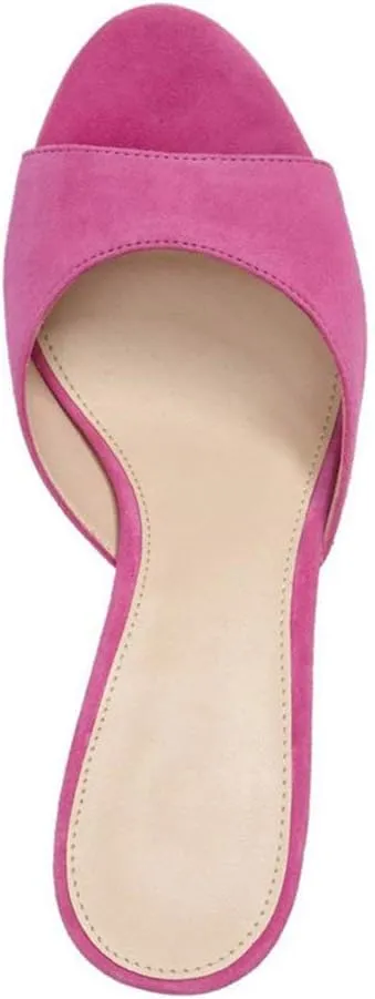 Fericzot Low Heel Mules Slip on Kitten Peep Toe Sandals Dress Pump Slides Backless Slingback Summer Slipper for Women