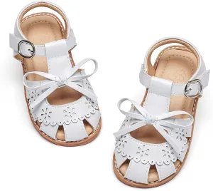 Flaryzone Toddler Little Girls Glitter Flower Open-Toe Flat Dress Sandals Summer Shoes