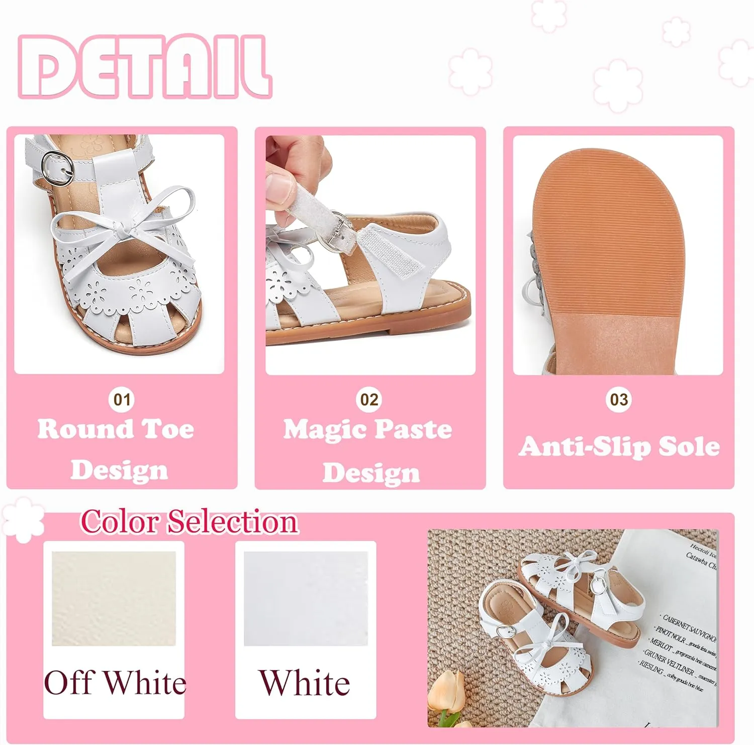 Flaryzone Toddler Little Girls Glitter Flower Open-Toe Flat Dress Sandals Summer Shoes