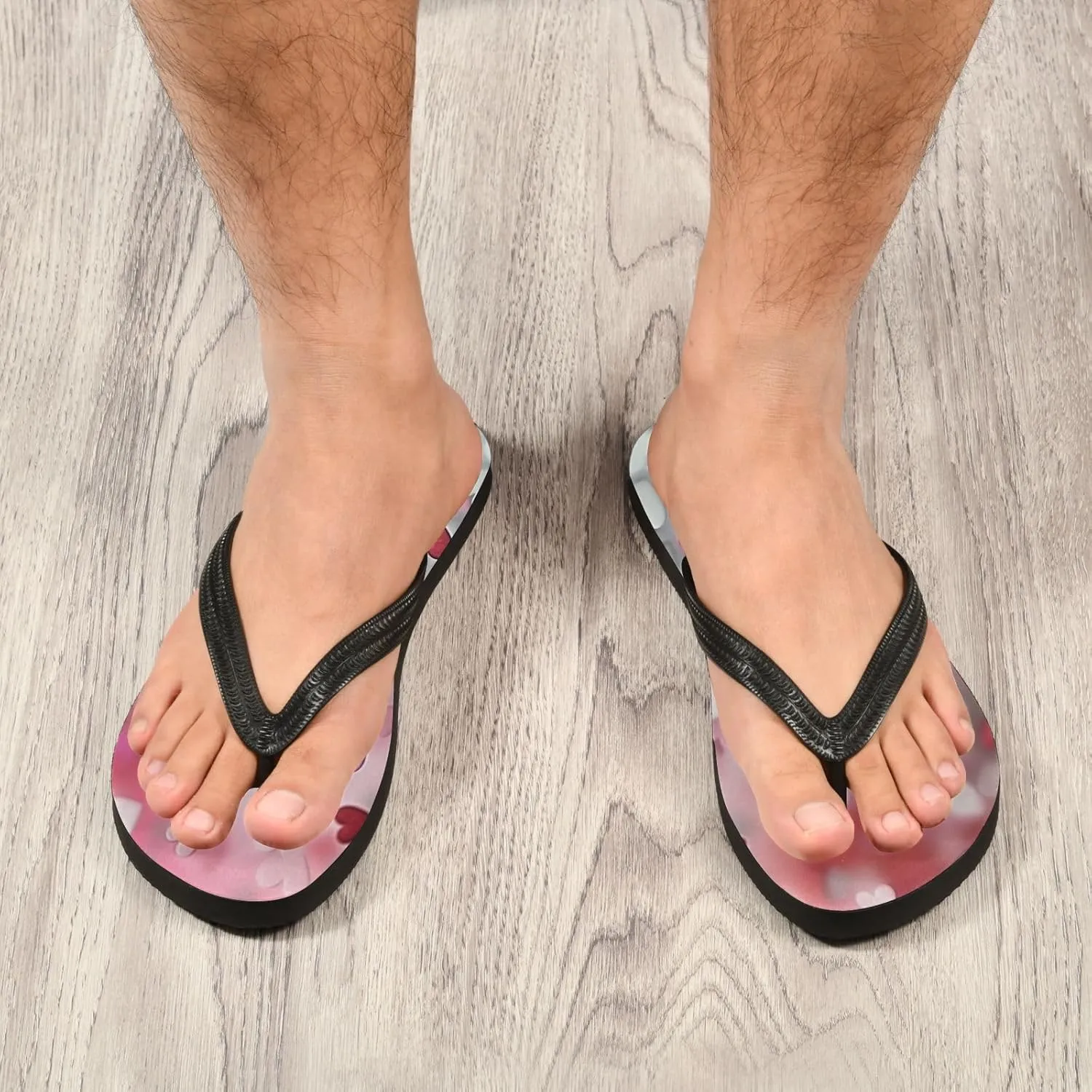Flip Flop Sandal for Men Women Romantic Heart Summer Thong Sandal Beach Water Shoes,XS