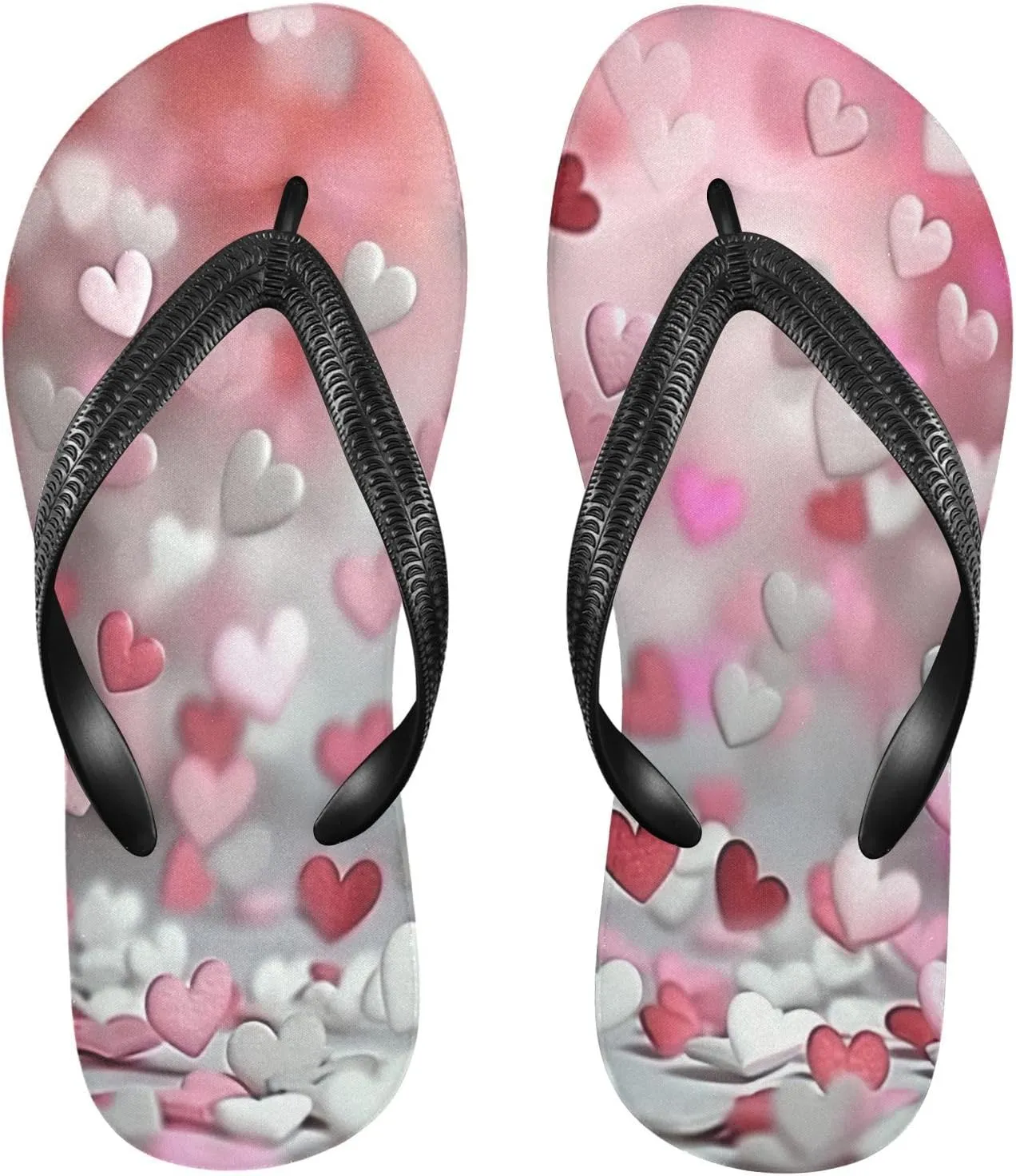 Flip Flop Sandal for Men Women Romantic Heart Summer Thong Sandal Beach Water Shoes,XS