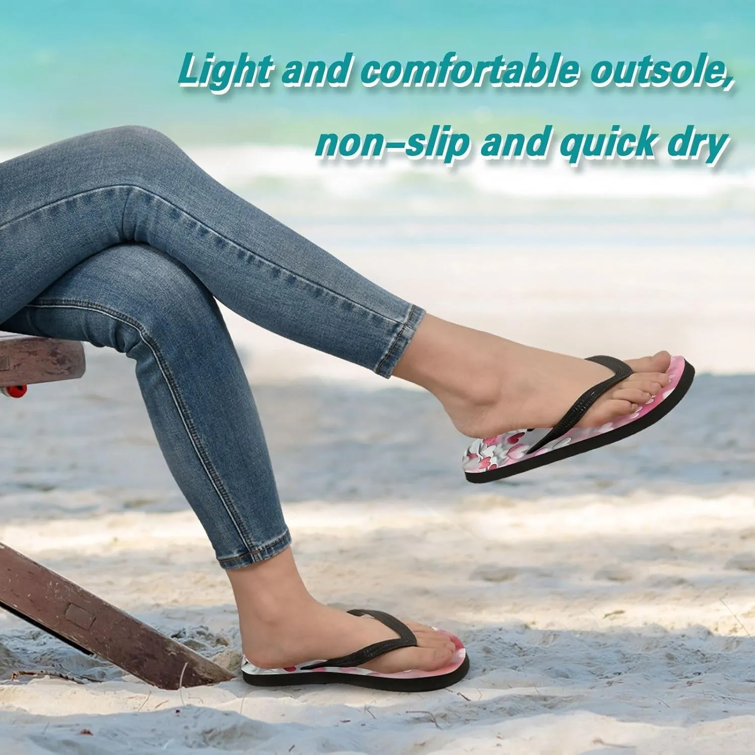 Flip Flop Sandal for Men Women Romantic Heart Summer Thong Sandal Beach Water Shoes,XS
