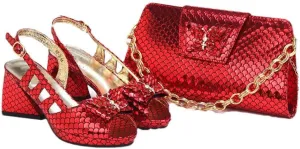 Floral Gold-Tone Party Shoes Bag Set Italian Pointed Toe Bridal Luxury Combo