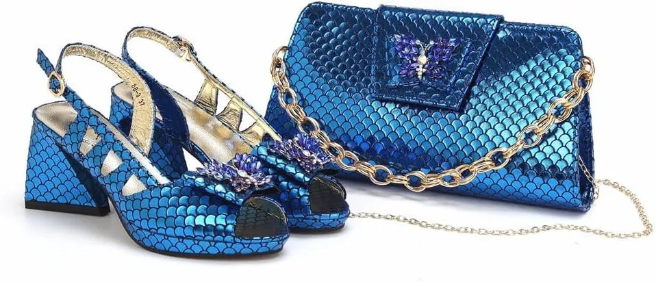 Floral Gold-Tone Party Shoes Bag Set Italian Pointed Toe Bridal Luxury Combo