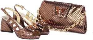 Floral Gold-Tone Party Shoes Bag Set Italian Pointed Toe Bridal Luxury Combo