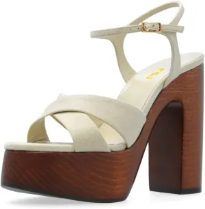 FSJ Women Chunky Block High Heel Platform Open Toe Sandals Ankle Strap Buckle Comfortable Wooden Heel Prom Party Brunch Dress Shoes Size 4-16 US