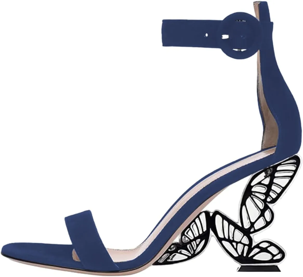 FSJ Women Dressy Open Toe Ankle Strap Butterfly High Heel Sandal Strappy Date Cocktail Nightclub Pumps Shoes Size 4-16 US