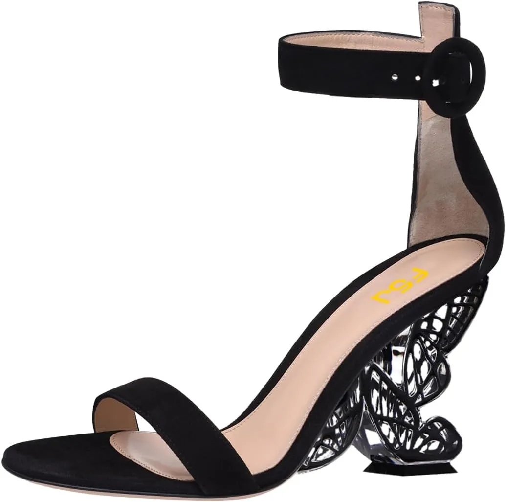 FSJ Women Dressy Open Toe Ankle Strap Butterfly High Heel Sandal Strappy Date Cocktail Nightclub Pumps Shoes Size 4-16 US