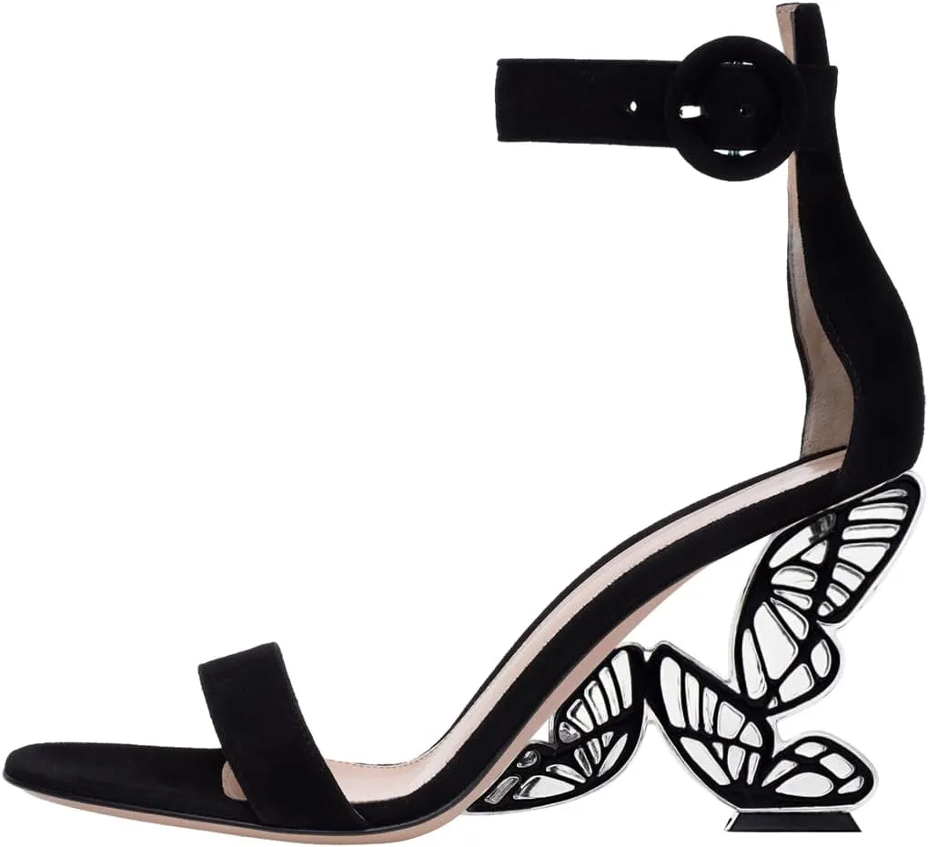 FSJ Women Dressy Open Toe Ankle Strap Butterfly High Heel Sandal Strappy Date Cocktail Nightclub Pumps Shoes Size 4-16 US