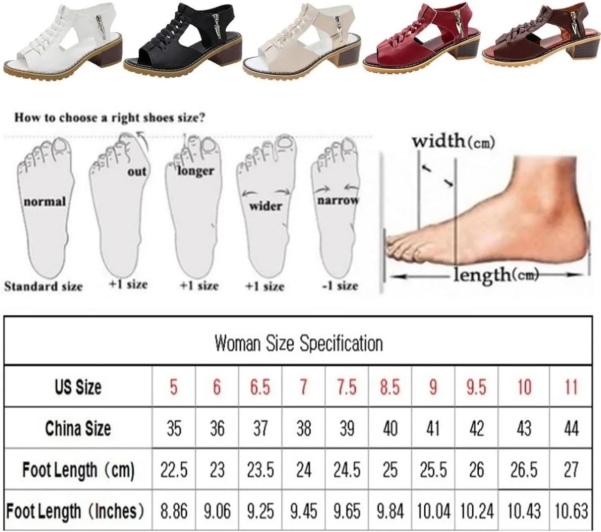 Funfany Peep Toe Cutout Zipper Chunky Heeled Sandals, Women's Peep Toe Comfy Sandals,Peep Toe Sandal for Women