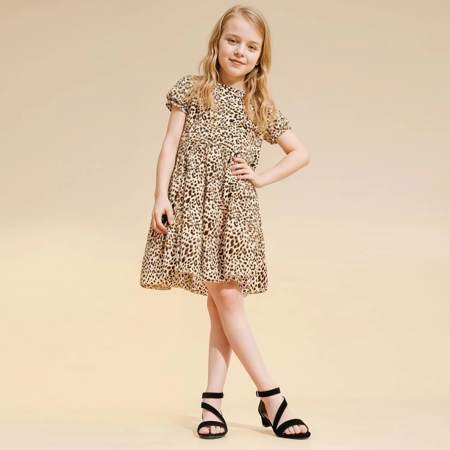Girls Sandals Kids Heels Open Toe Ankle Strap Dress Shoes Flower Wedding Party for Toddler Little Big Kid