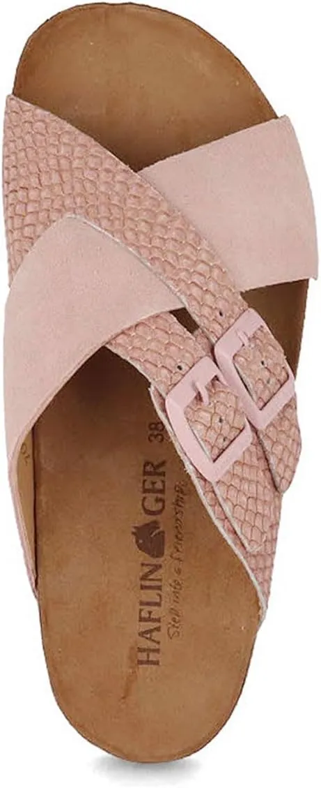 HAFLINGER Amiga Elegant Leather Sandals with Rubber Sole and Cork Latex Footbed Unisex