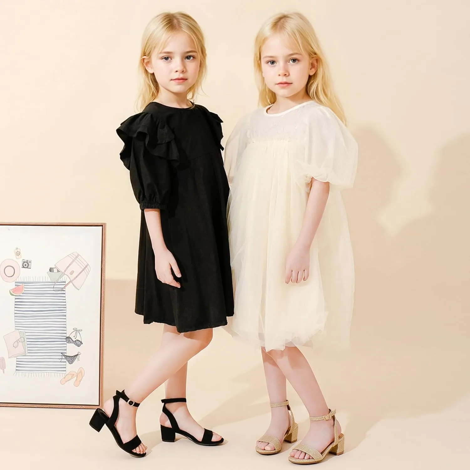 High Heels for Kids Open Toe Dress Shoes for Girls Ankle Strap Pump Shoes Flower Girl Sandals Wedding Party for Little Big Kids