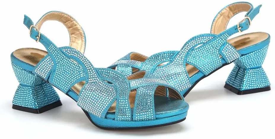 Hollow Rhinestone Wedge Heels Purse Set Elegant Evening Party Shoes Accessories