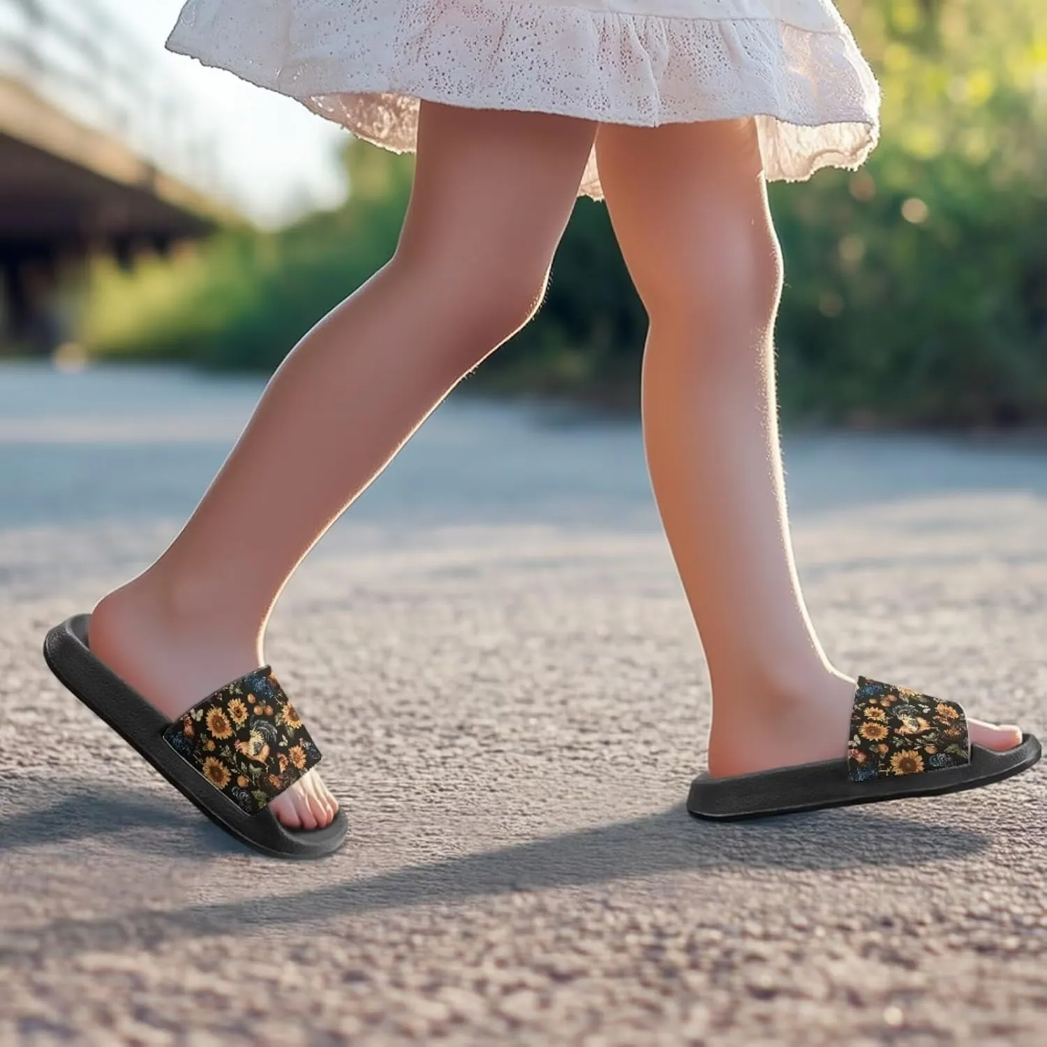 Howilath Chicken & Butterfly Slide Sandal for Kids Anti-Skid Beach Slippers Open Toe Quick Drying Sandal for Girls and Boys