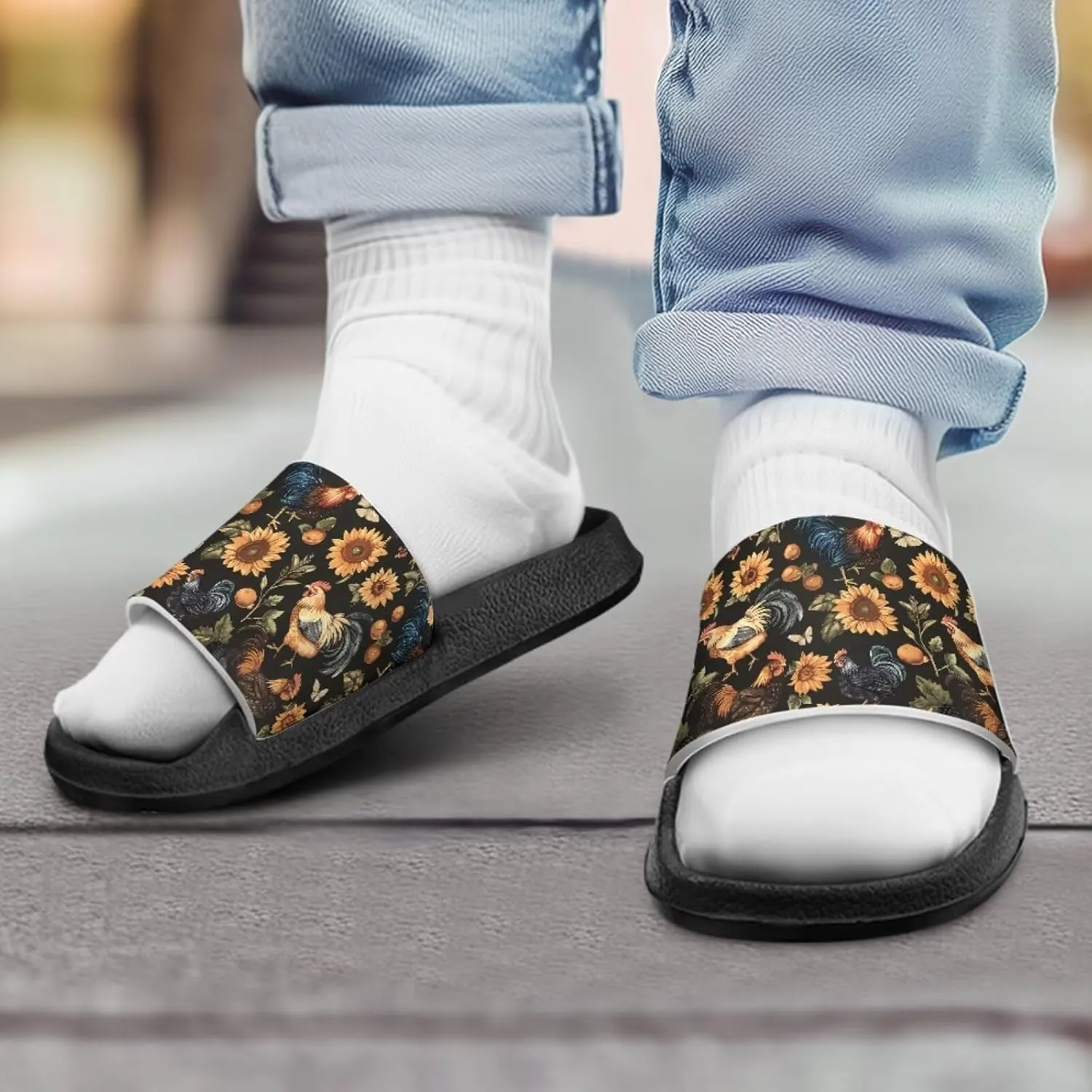 Howilath Chicken & Butterfly Slide Sandal for Kids Anti-Skid Beach Slippers Open Toe Quick Drying Sandal for Girls and Boys