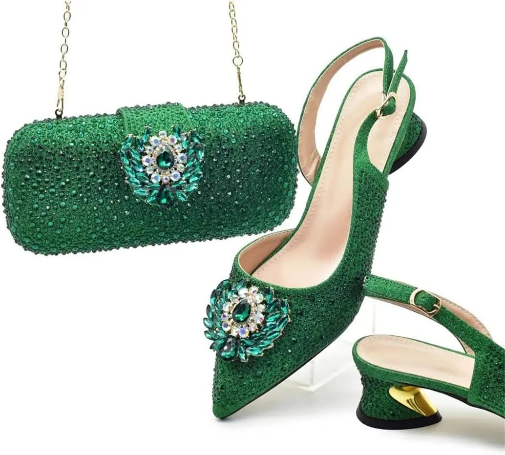 Italian Floral Applique Pumps Purse Rhinestone Trimmed Wedding Shoe Combo