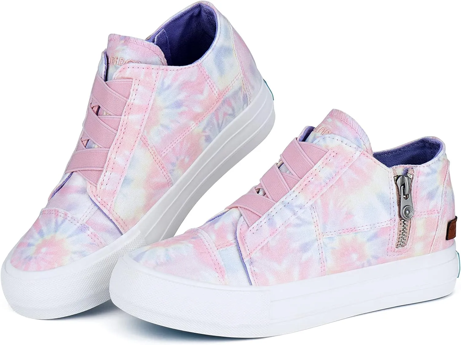 JENN ARDOR Wedge Sneakers for Women Fashion Canvas Shoes Casual Platform Hidden Heel Womens Slip On Sneaker Non Slip Side Zipper