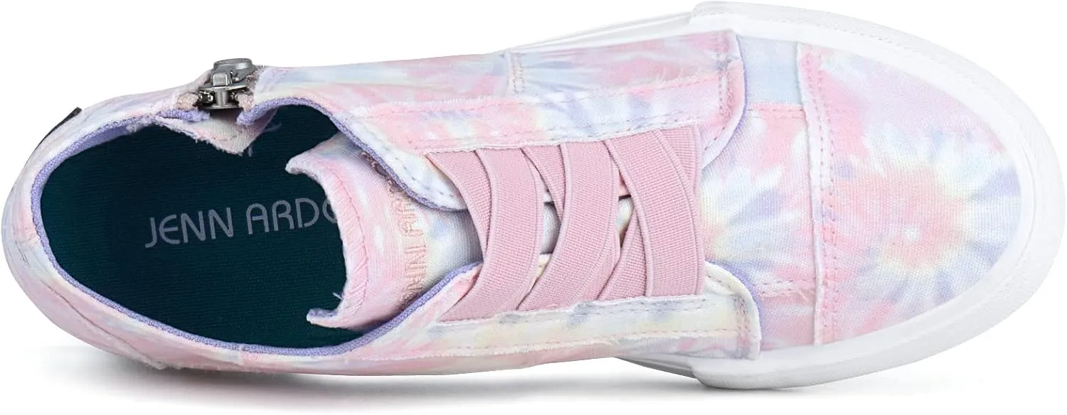 JENN ARDOR Wedge Sneakers for Women Fashion Canvas Shoes Casual Platform Hidden Heel Womens Slip On Sneaker Non Slip Side Zipper