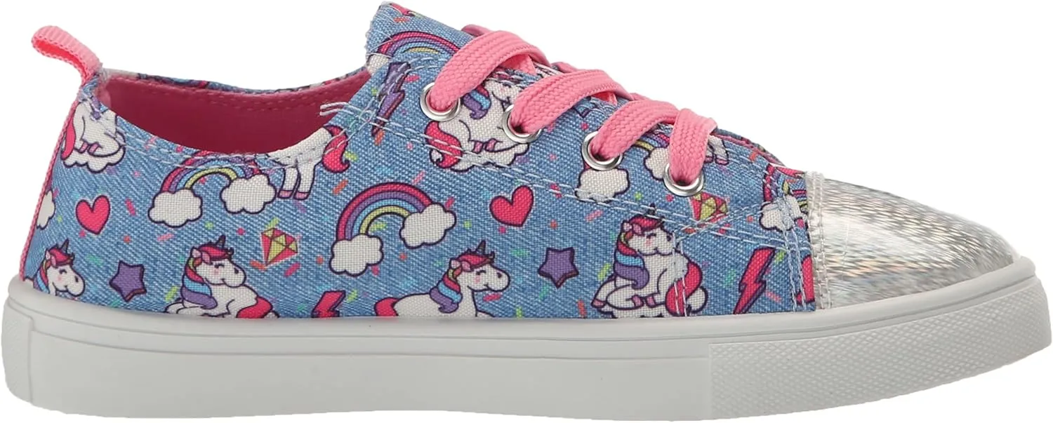 Josmo Girl's Canvas Low Top Sneaker Slip on Lace-up Tennis (Little Big Kid)