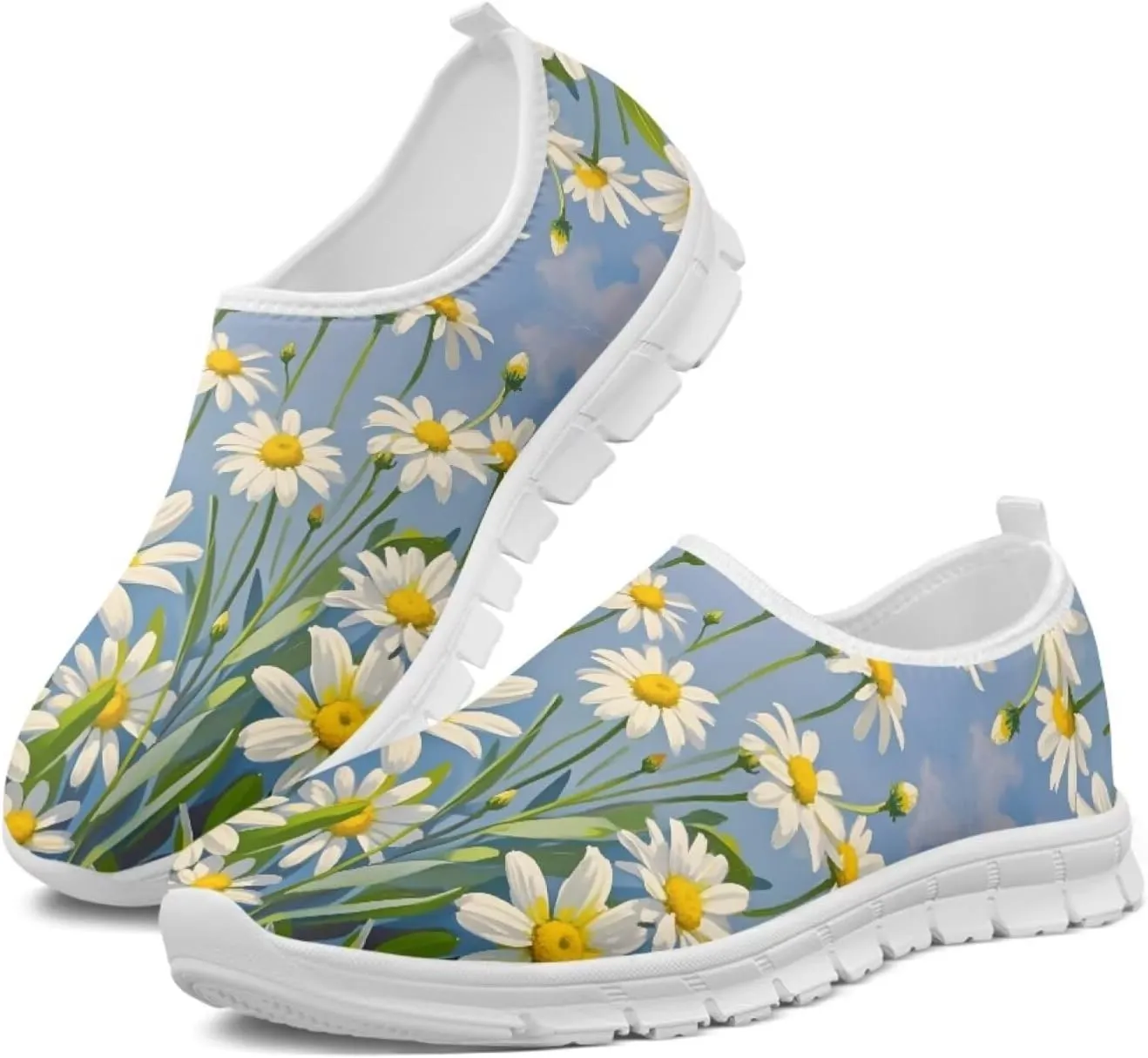 JoyLamoria Bright Blossom Walking Shoes Travel Clog Slip on Causal Loafer with Floral Print Fashion Sneakers for Men Women