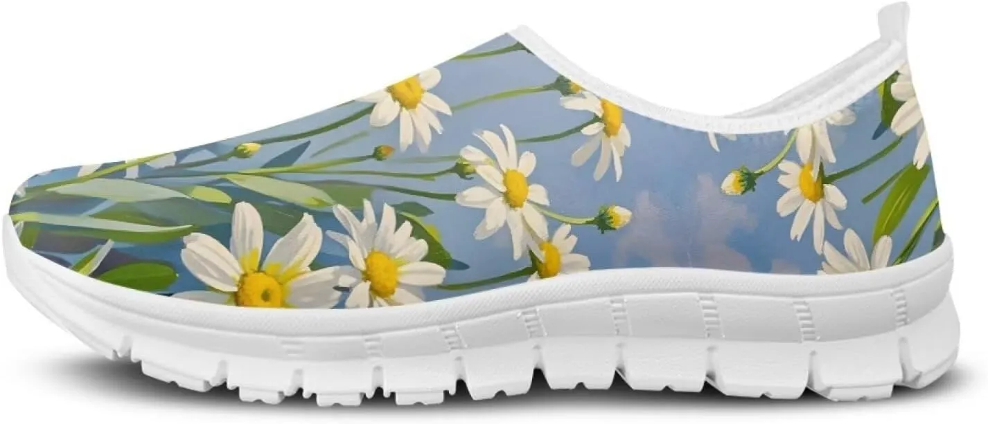 JoyLamoria Bright Blossom Walking Shoes Travel Clog Slip on Causal Loafer with Floral Print Fashion Sneakers for Men Women