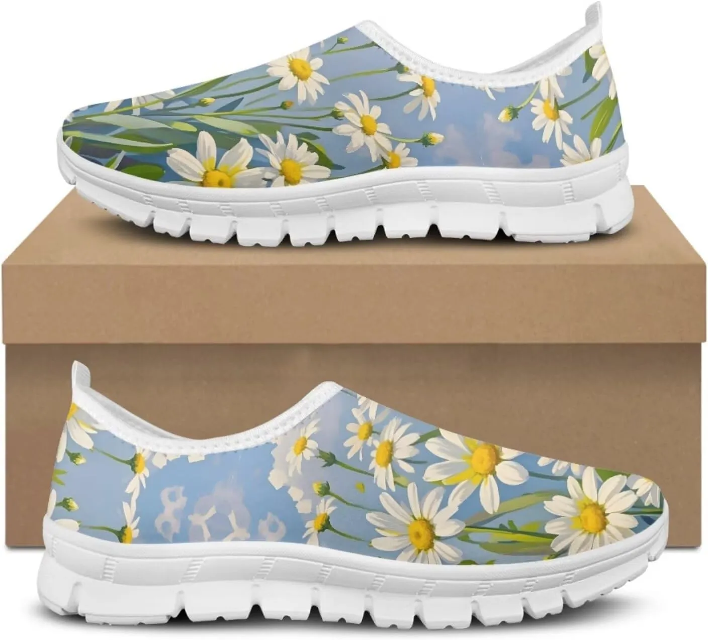 JoyLamoria Bright Blossom Walking Shoes Travel Clog Slip on Causal Loafer with Floral Print Fashion Sneakers for Men Women