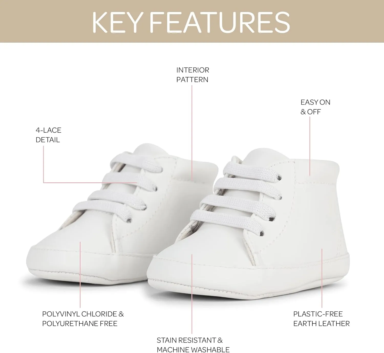 JuJuBe Sneakers for Babies & Infants, Slip On Elastic Lace Sneaker, Machine Washable Stain Resistant Vegan Leather Baby Shoes with Soft Sole, Baby Boy & Baby Girl Shoes