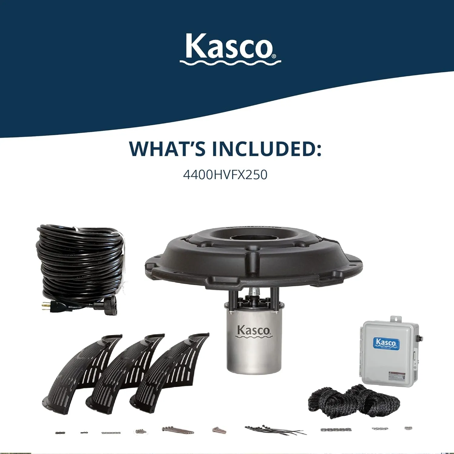 Kasco VFX Series Aerating Pond Fountain - 1 Horse Power 240V Single Phase with 250 ft Electric Power Cord | Pond Aerator Pump for Ponds & Lakes | Efficient Pond Aeration Systems