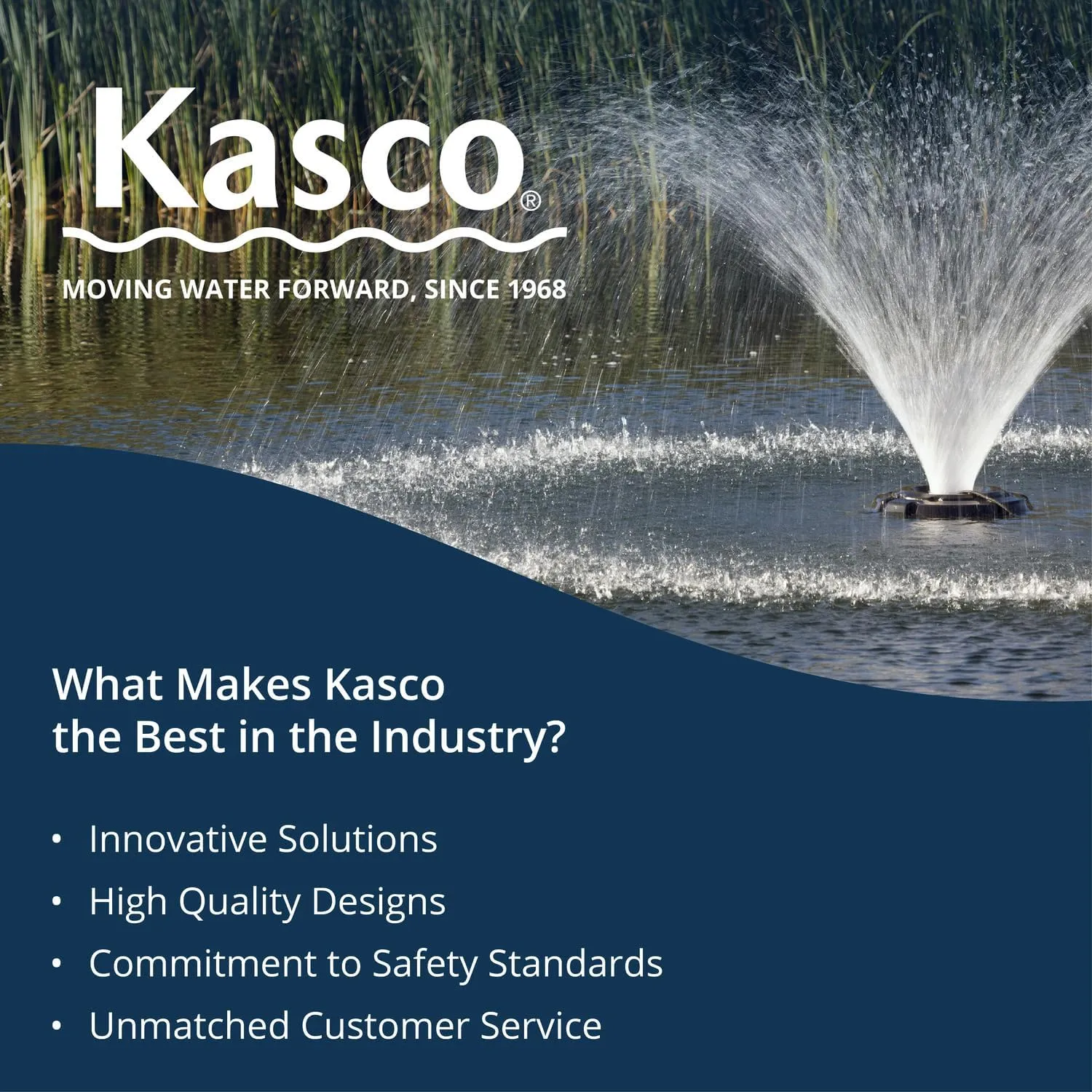 Kasco VFX Series Aerating Pond Fountain - 1 Horse Power 240V Single Phase with 250 ft Electric Power Cord | Pond Aerator Pump for Ponds & Lakes | Efficient Pond Aeration Systems