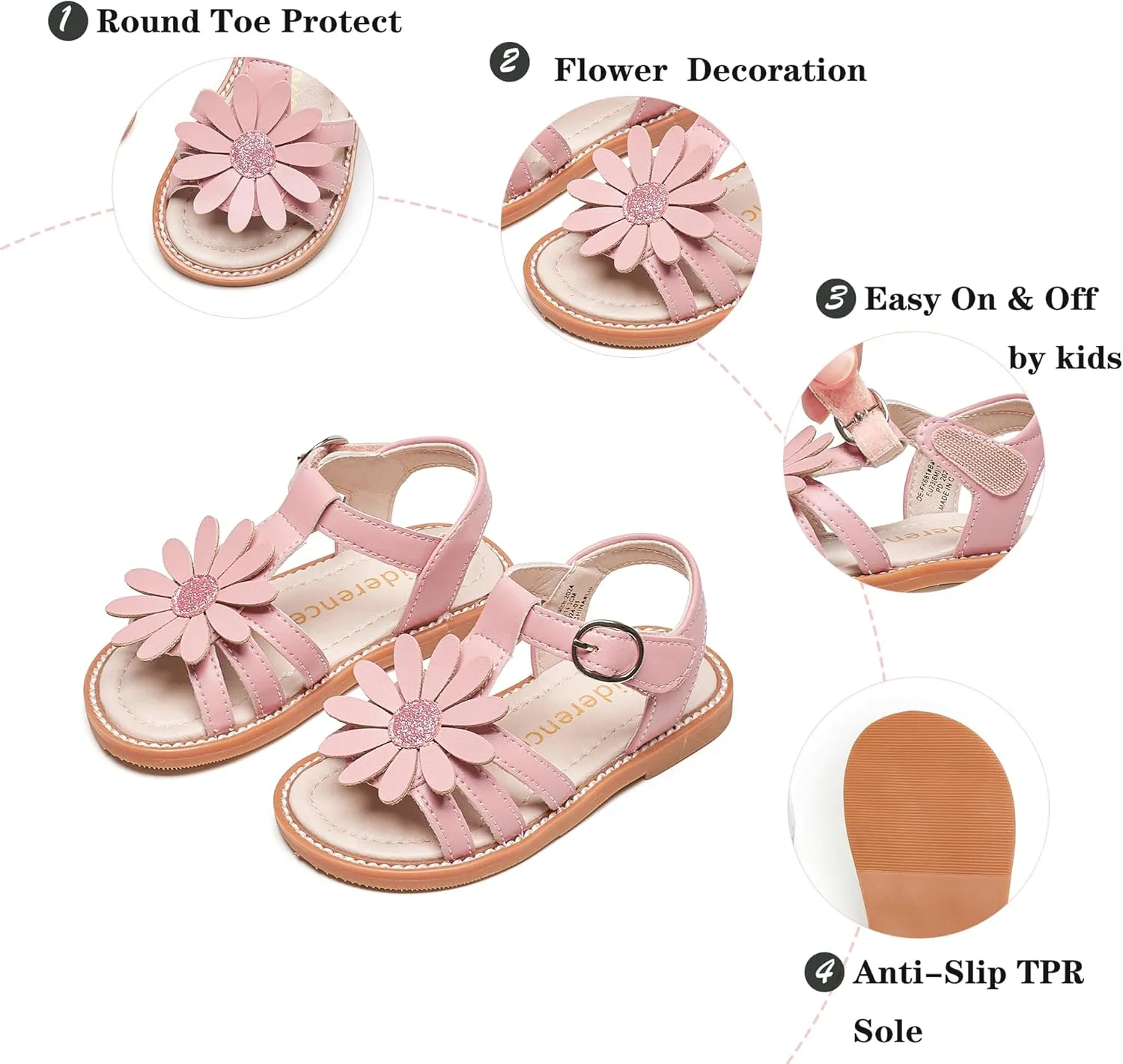 Kiderence Toddler Girls Sandals Little Girls Kids Summer Shoes Toddler Sandals