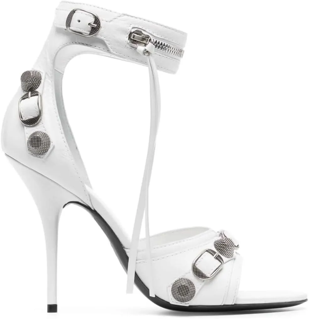 Kluolandi Women's High Stiletto Heeled Sandals with Tassel Open Toe Studded Zipper Ankle Strap High Heels Dress Pumps Shoes