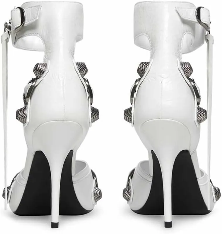 Kluolandi Women's High Stiletto Heeled Sandals with Tassel Open Toe Studded Zipper Ankle Strap High Heels Dress Pumps Shoes